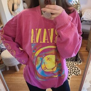Oversized Crewneck Sweatshirt With Nirvana Graphic